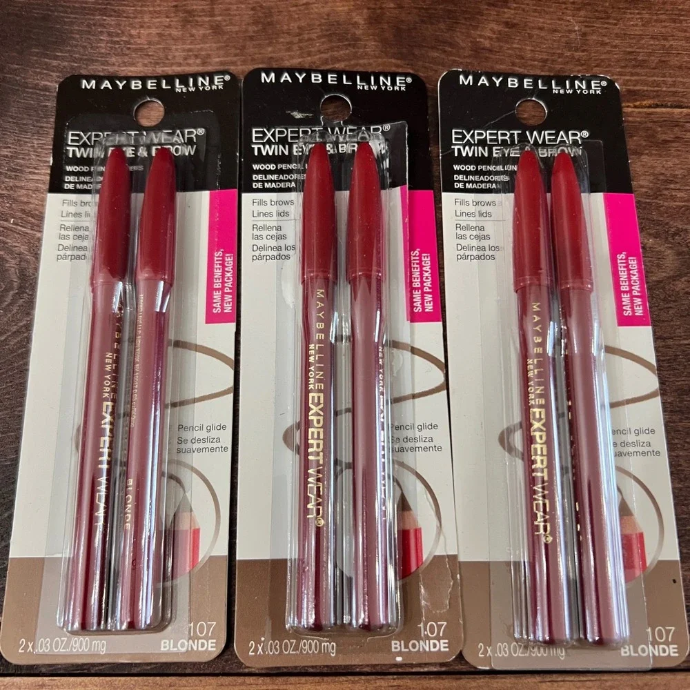 Maybelline Expert Wear Twin Eye and Brow Wood Pencils 107 Blonde 3-Pack 6 Pencil